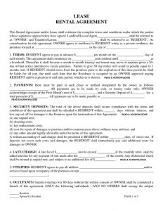 Sample of lease agreement