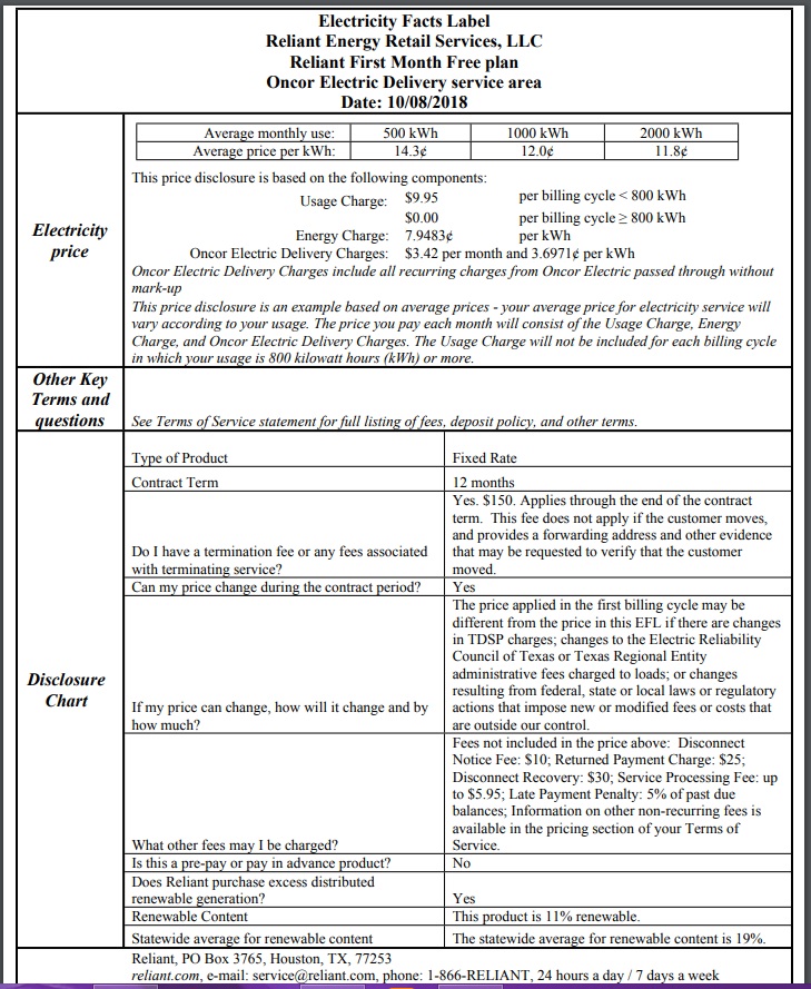 Reliant Energy Plans Review of First Month Free Plan Electricity