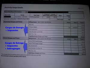 Cargos Factura de Electricidad